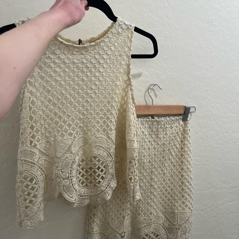 Cute matching set. Crop top and mini skirt- Only worn a couple of times.